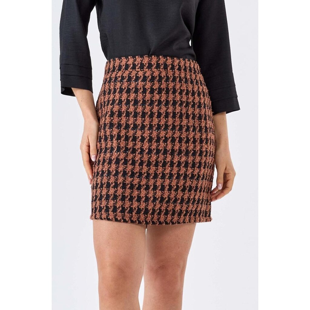 Saia Curta PKS Alfaiataria Tweed Preto e Marrom