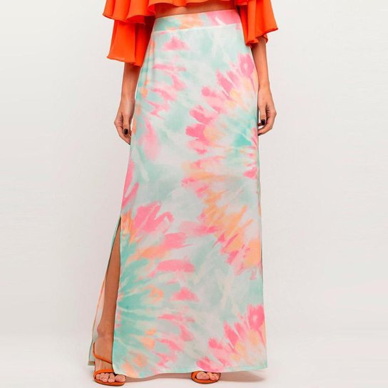 Saia Elora Tie Dye Feminina - Azul+Rosa
