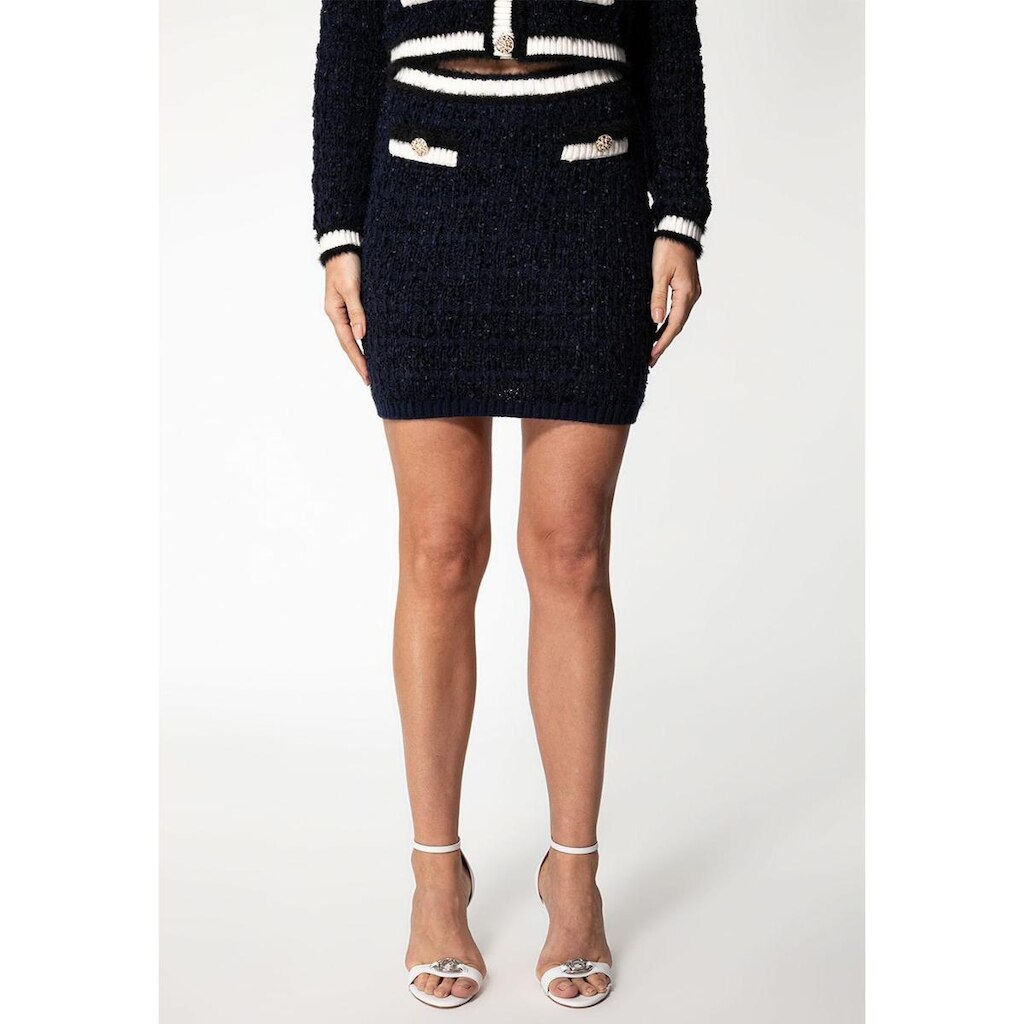 Saia em Tricot Bouclé Azul Marinho