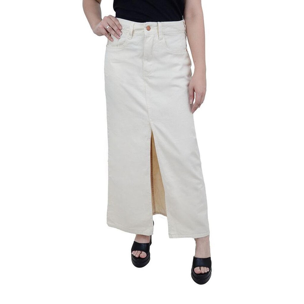 Saia Feminina Disparate Longa Com Fenda Off White - 4780