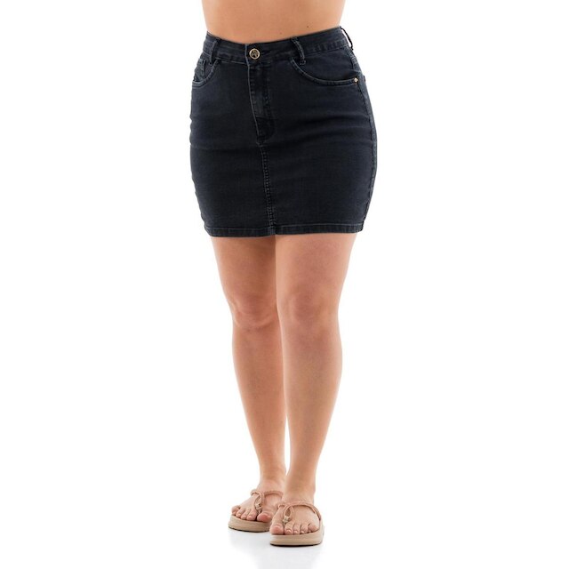 Saia Jeans Feminina Arauto Hot Pants Preta