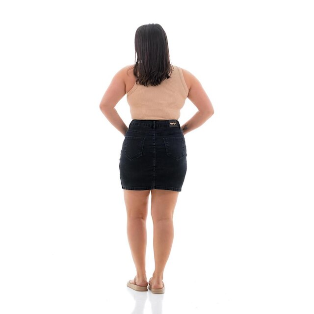 Saia Jeans Feminina Arauto Hot Pants Preta