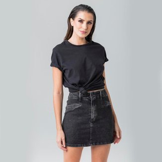 Saia Jeans Feminina Disparate Básica Estilo Conforto