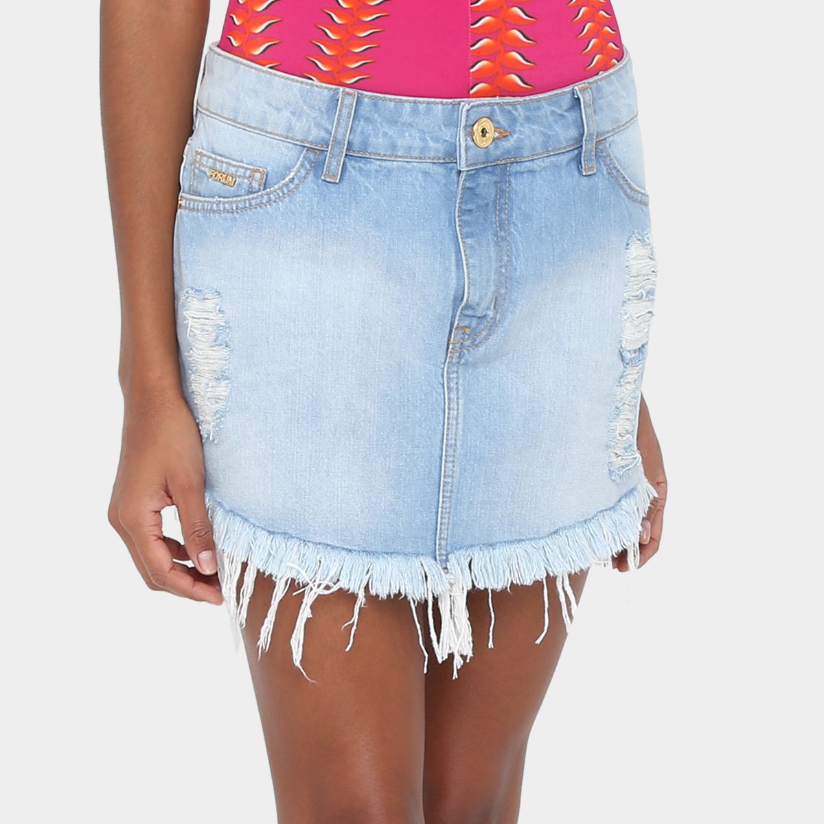 saia jeans cintura media