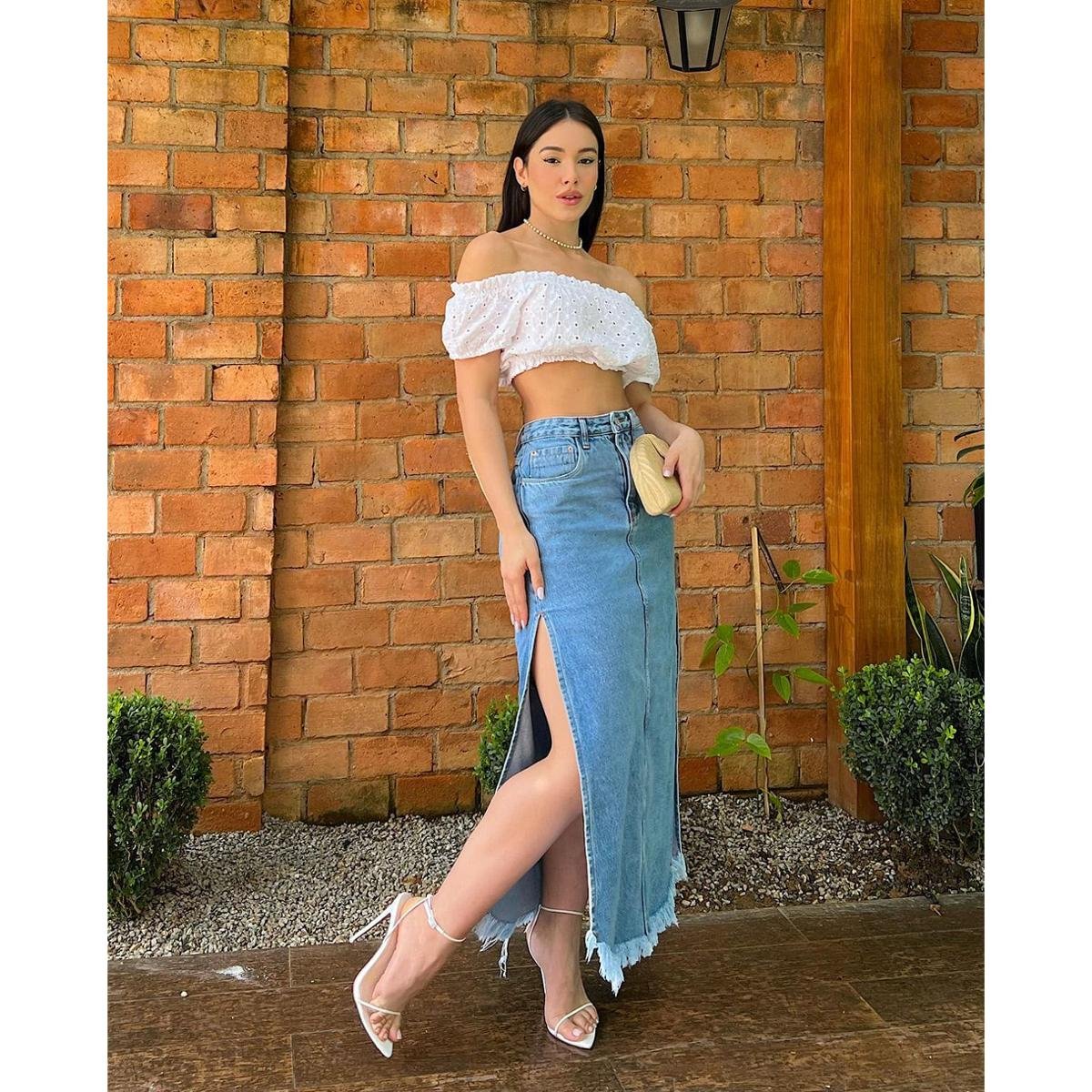 Cintura Alta Moda De Saia Jeans Moda Site Da Loja Zattini Imagens