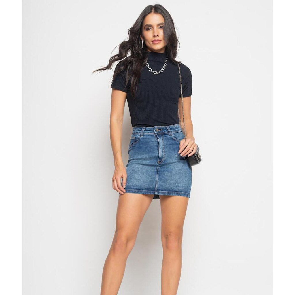 Saia Jeans Salvatore Fashion Curta Feminina