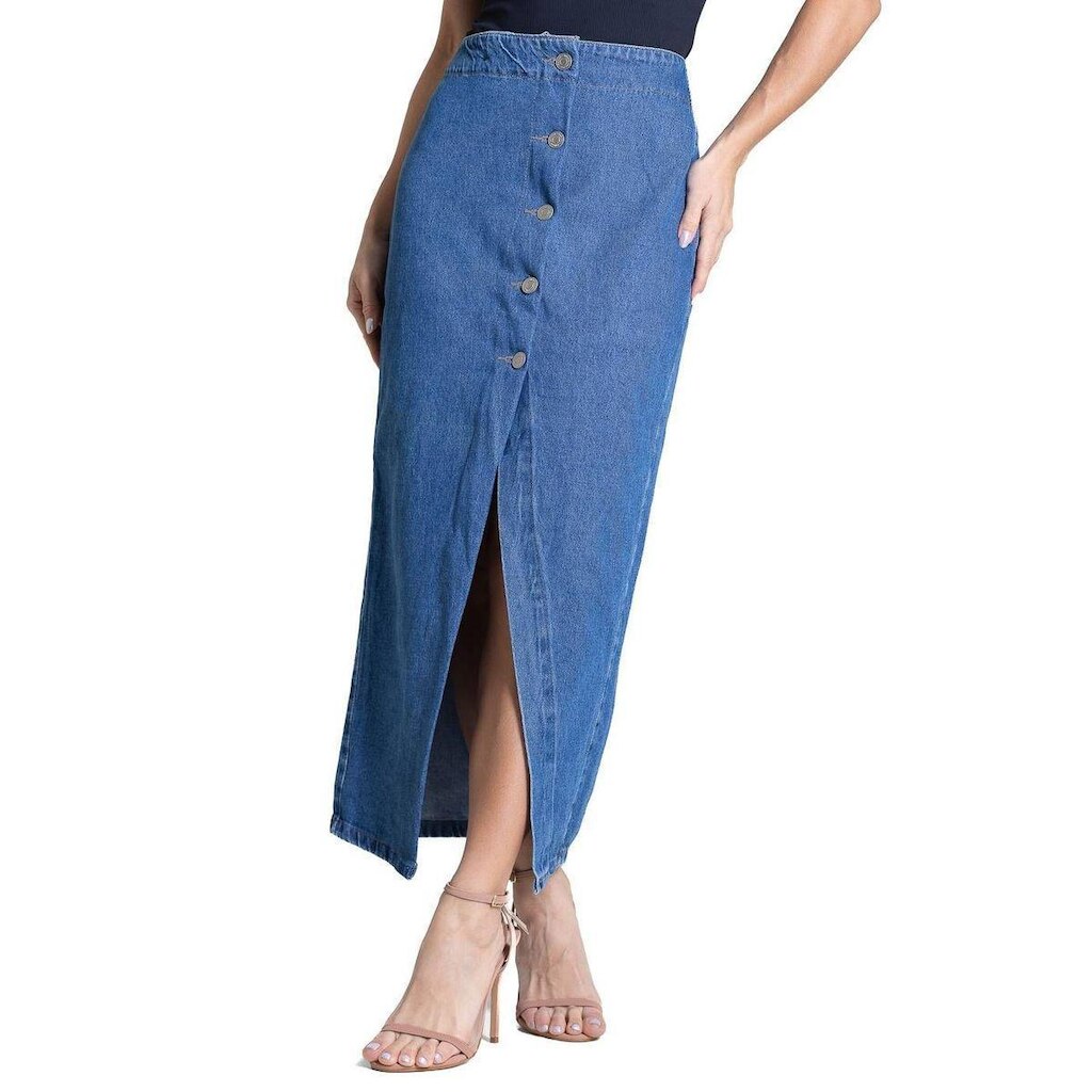 Saia Jeans Sawary Midi - 282095 - Azul médio 34
