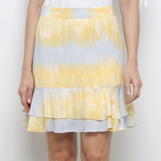 Saia Jolie Tie Dye Babados - Amarelo
