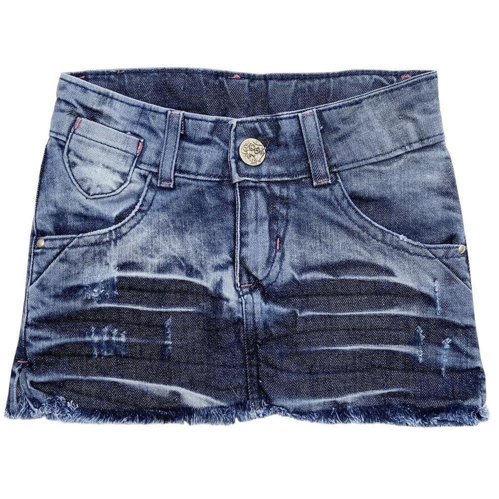 Saia Juvenil Look Jeans c/ Prensa Jeans Feminino
