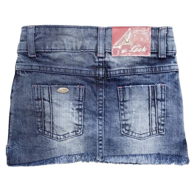 Saia Juvenil Look Jeans c/ Prensa Jeans Feminino