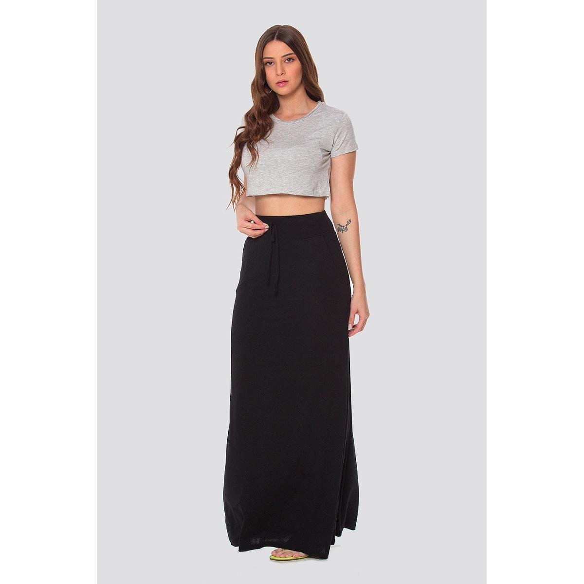 Saia Longa com Bolsos Malha Zipituka 2943 Preto - Preto é ruim? Saia Longa com Bolsos Malha Zipituka 2943 Preto - Preto é boa?