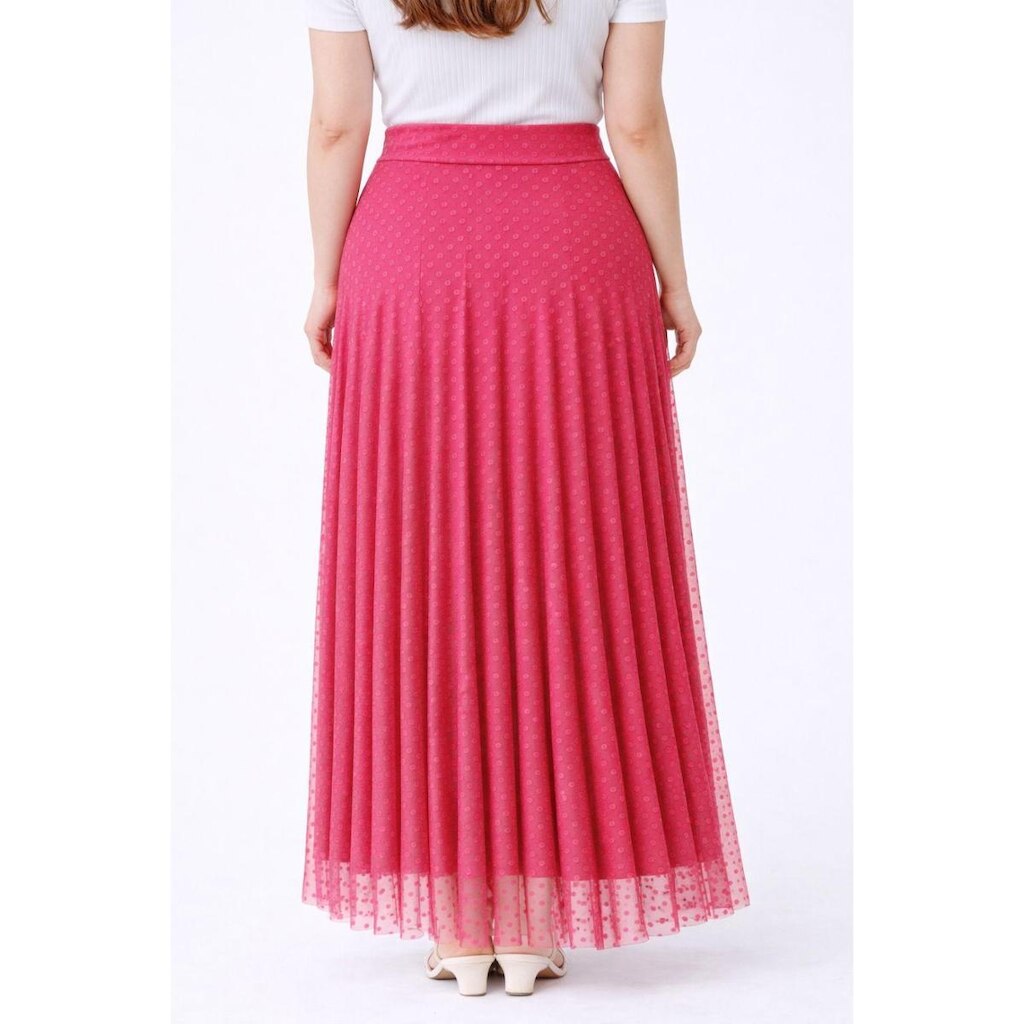 Saia Longa D Bell Outlet Fashion Tule Poá Pink