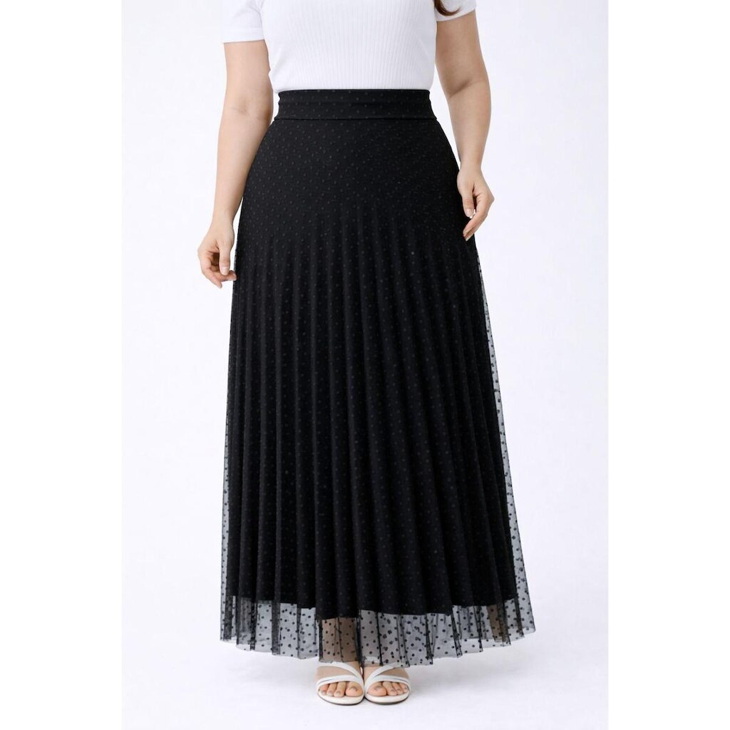 Saia Longa D Bell Outlet Fashion Tule Poá Preto
