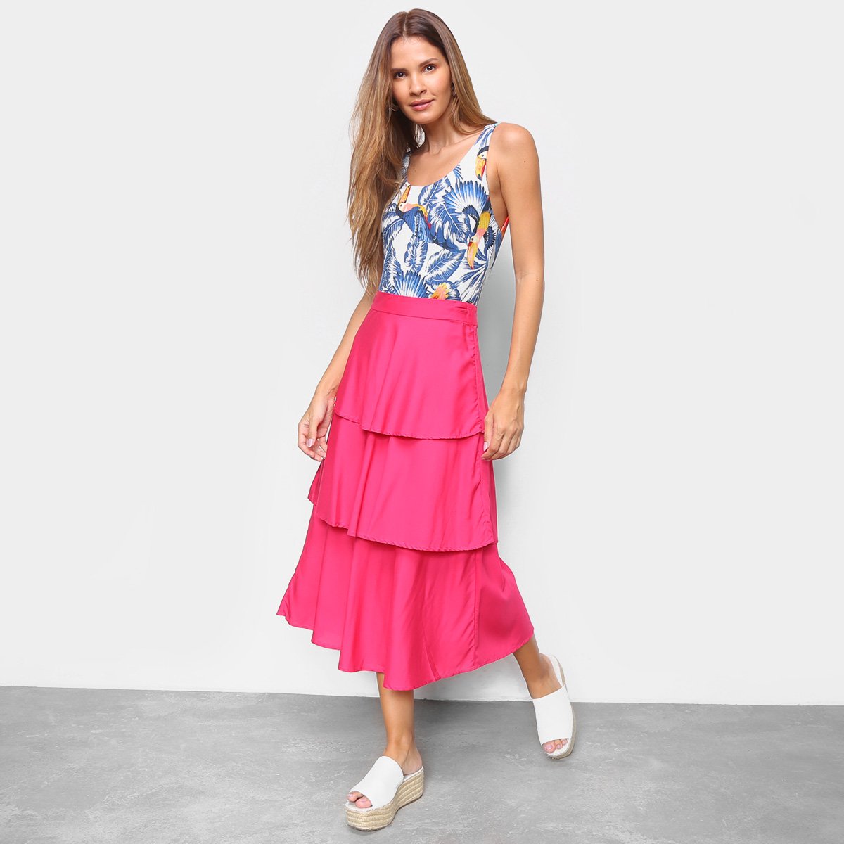 Saia Mercatto Midi Babados - Rosa Escuro é boa?
