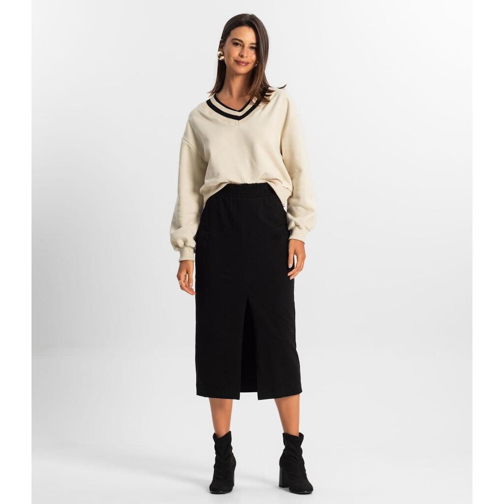 Saia Midi Cargo Feminino Rovitex Preto