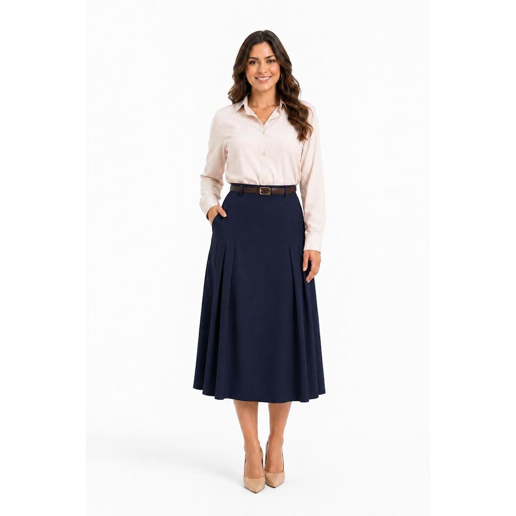 Saia Midi D Bell Outlet Fashion Danielle Alfaiataria Azul Marinho