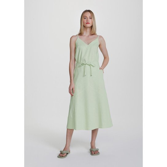 Saia Midi De Linho Com Amarração - K4JA1BSI6 - Verde