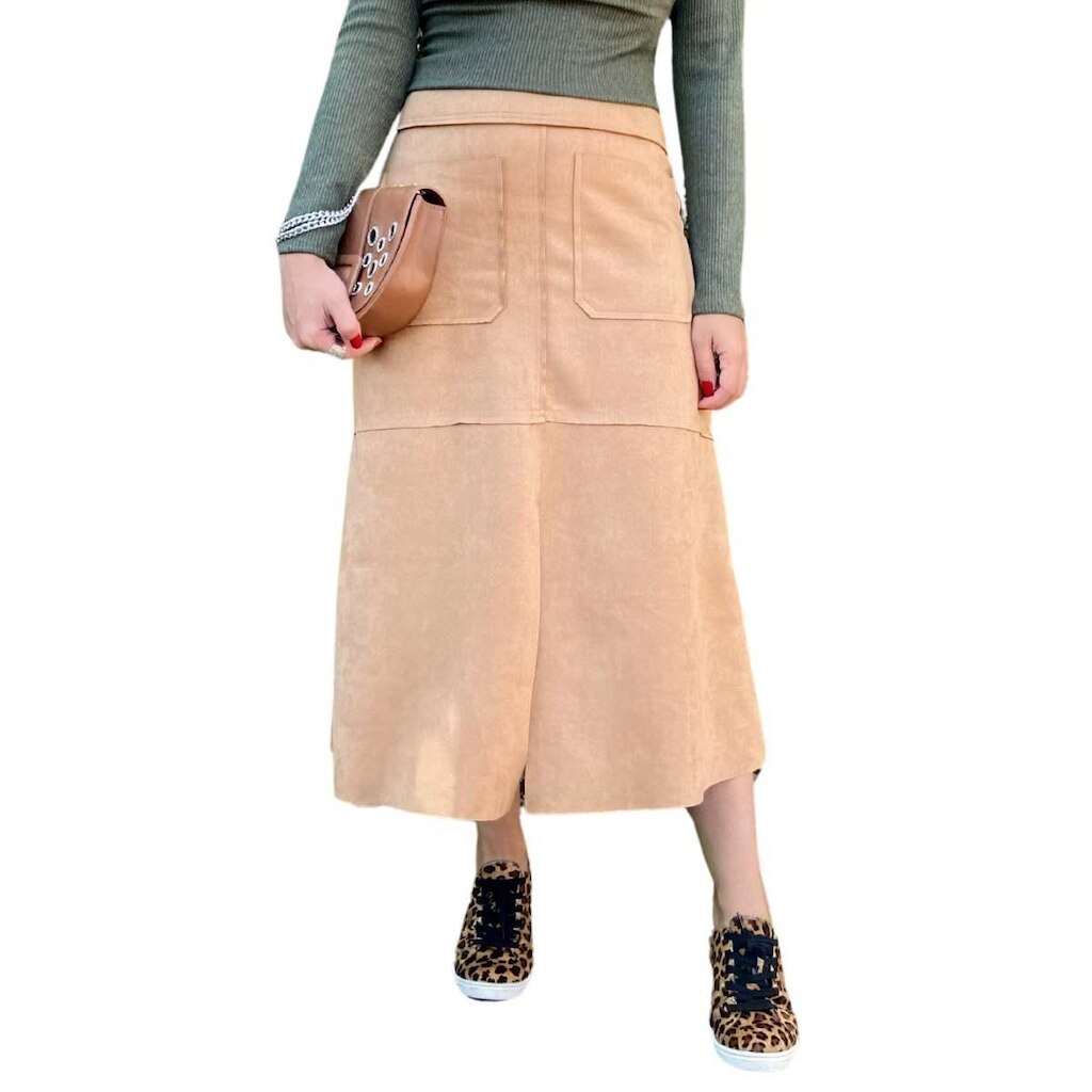 Saia Midi em Suede