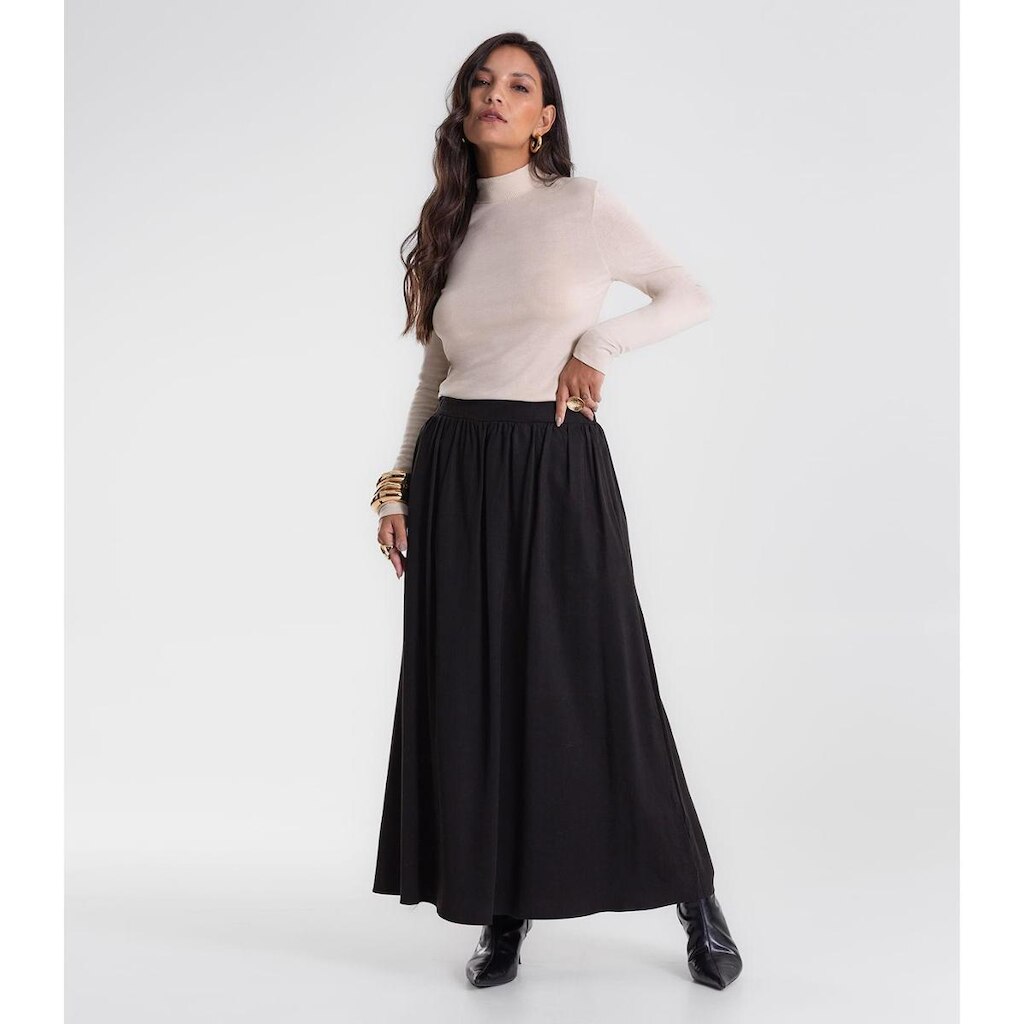 Saia Midi Endless Tencel Twill Feminina Preto