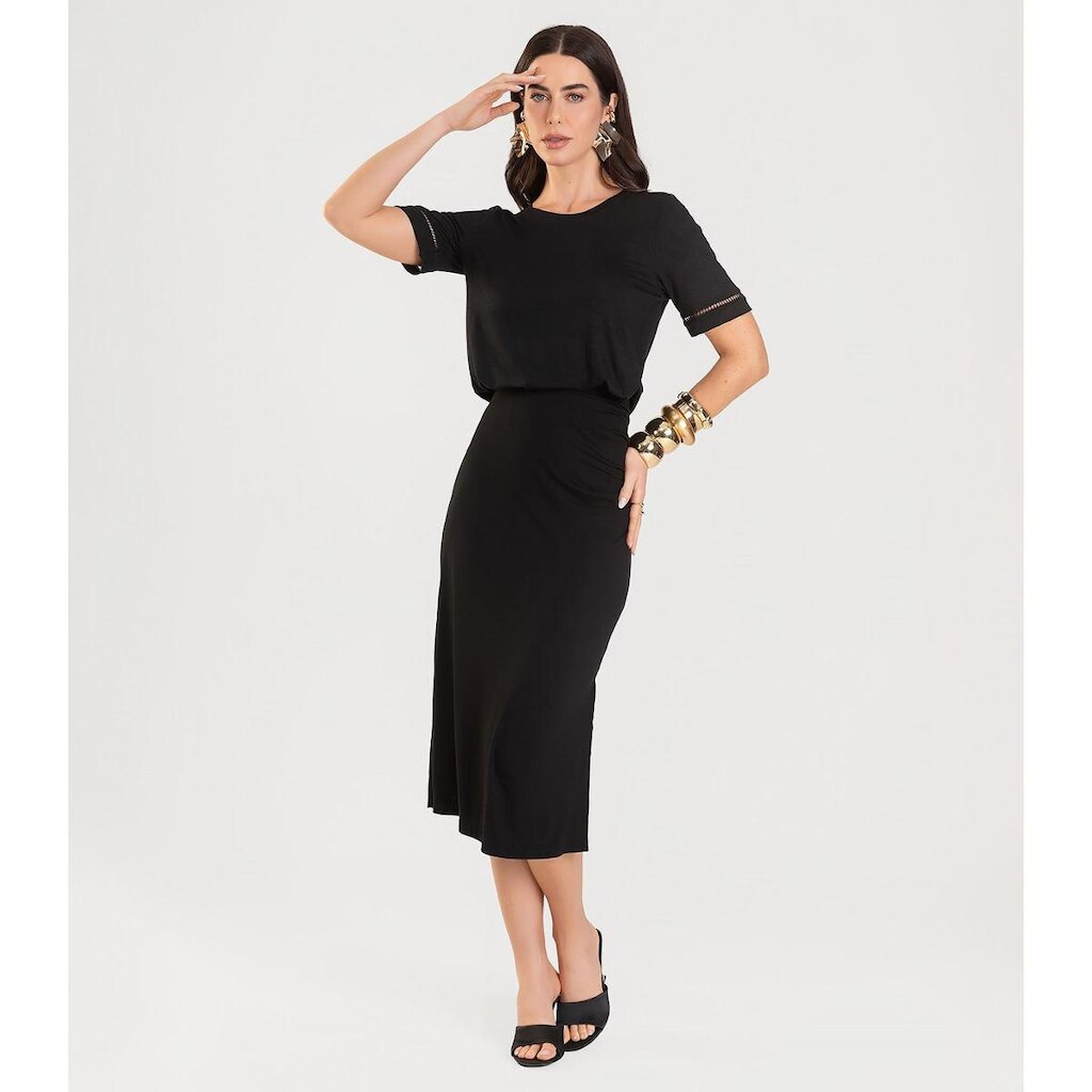 Saia Midi Feminina Dianna Preto