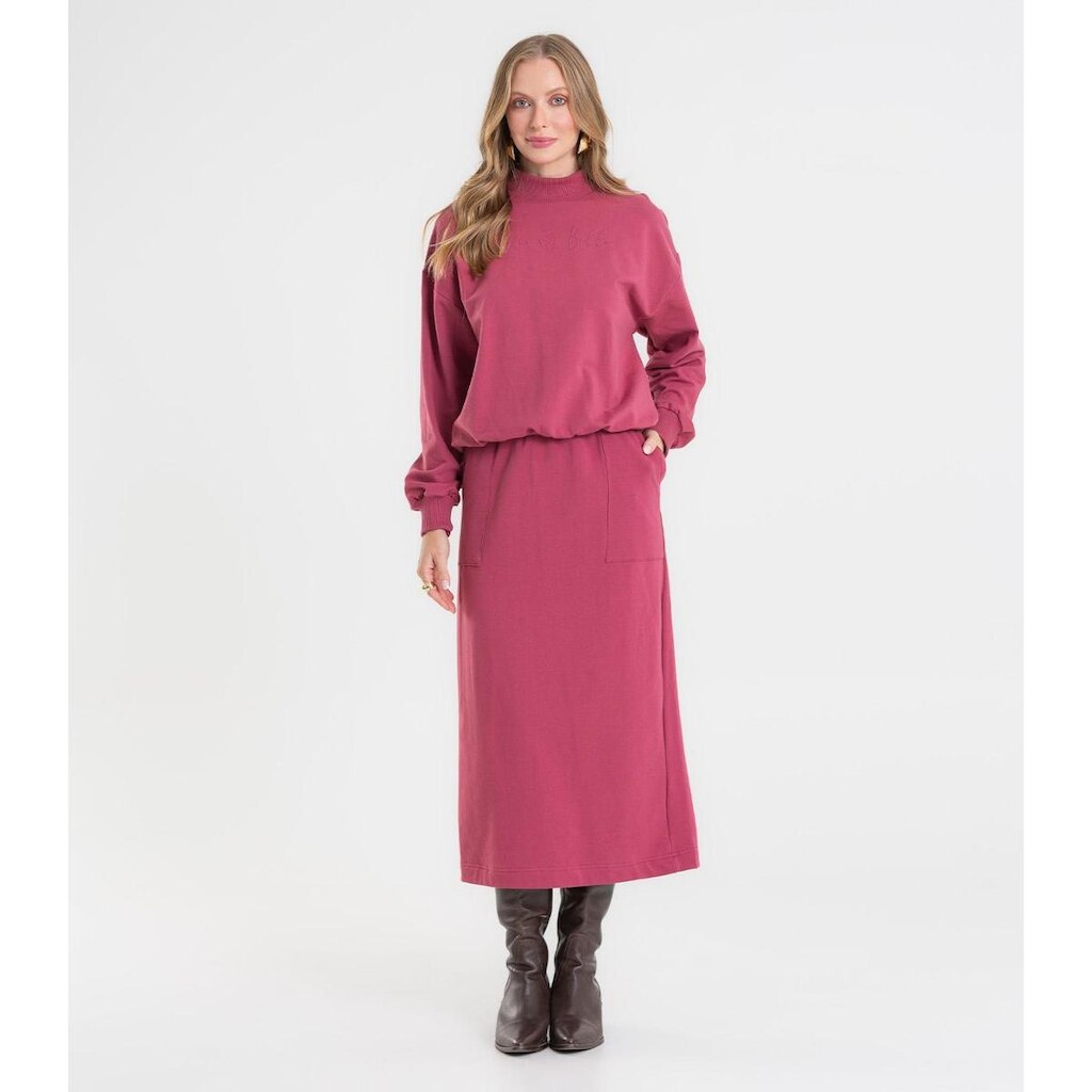 Saia Midi Feminina Em Molecotton Com Fenda Rovitex Vermelho