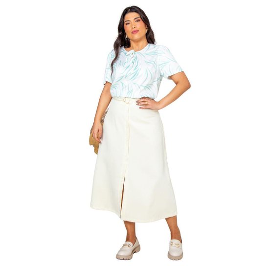 Tênis Saia Midi Casual Saia Midi Feminina Plus Size Com Cinto