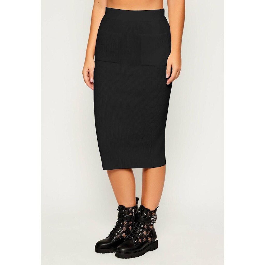 Saia Midi Tricot Canelado Eco Preto