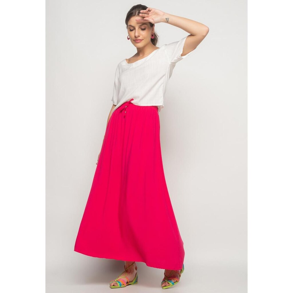 Saia Midi Viscolinho Salvatore Fashion