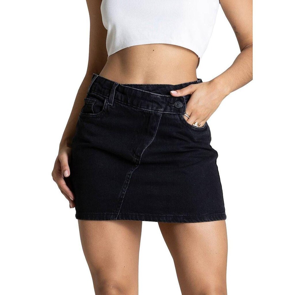 Saia Mini Jeans Cós Transpassado Sawary - 284549 - Preto 44