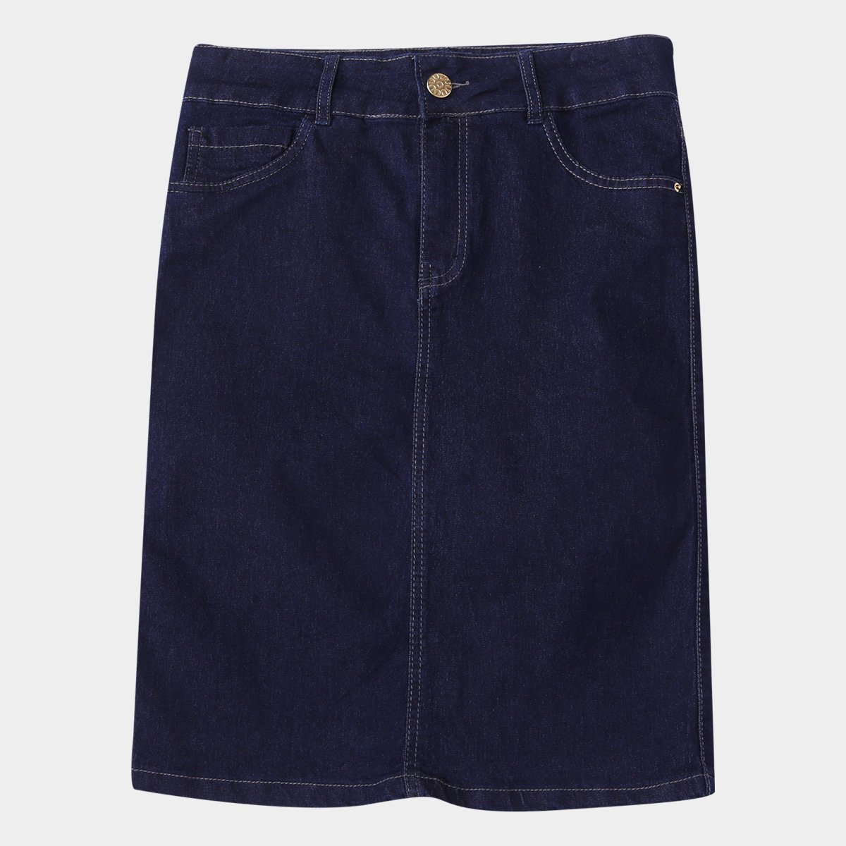 Saia Naiff Jeans Midi Reta - Azul Menor preço em Saia Naiff Jeans Midi Reta - Azul
