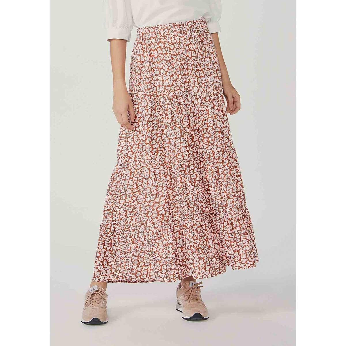 Saia Reta Midi Em Viscose - HB9D1CEN5 - Laranja Menor preço em Saia Reta Midi Em Viscose - HB9D1CEN5 - Laranja