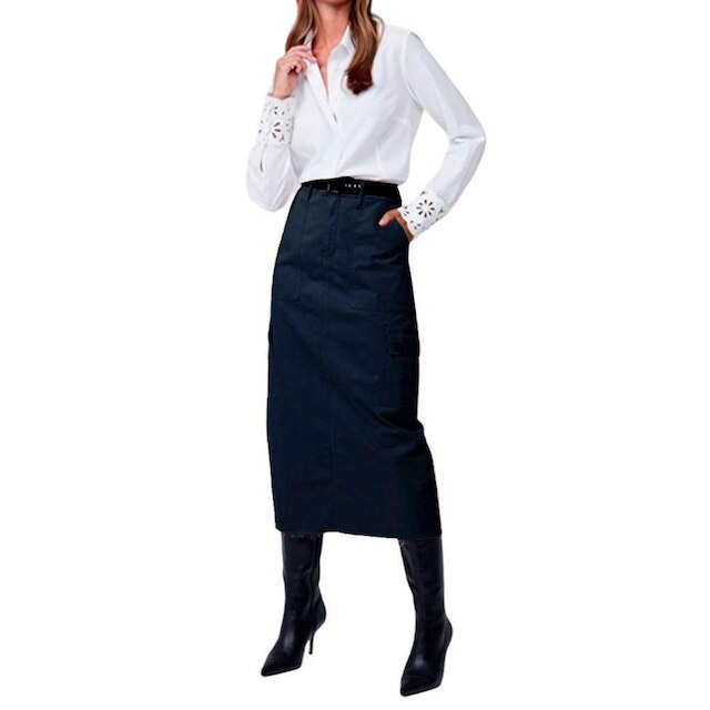 Saia Sarja Feminina Dudalina Cargo Azul Marinho - 16112432