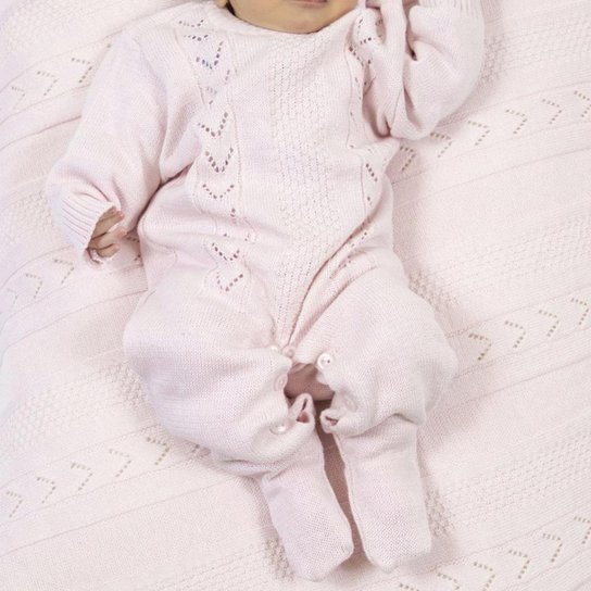 Saída de Maternidade Tricô Kids Texturizada Rosa Claro