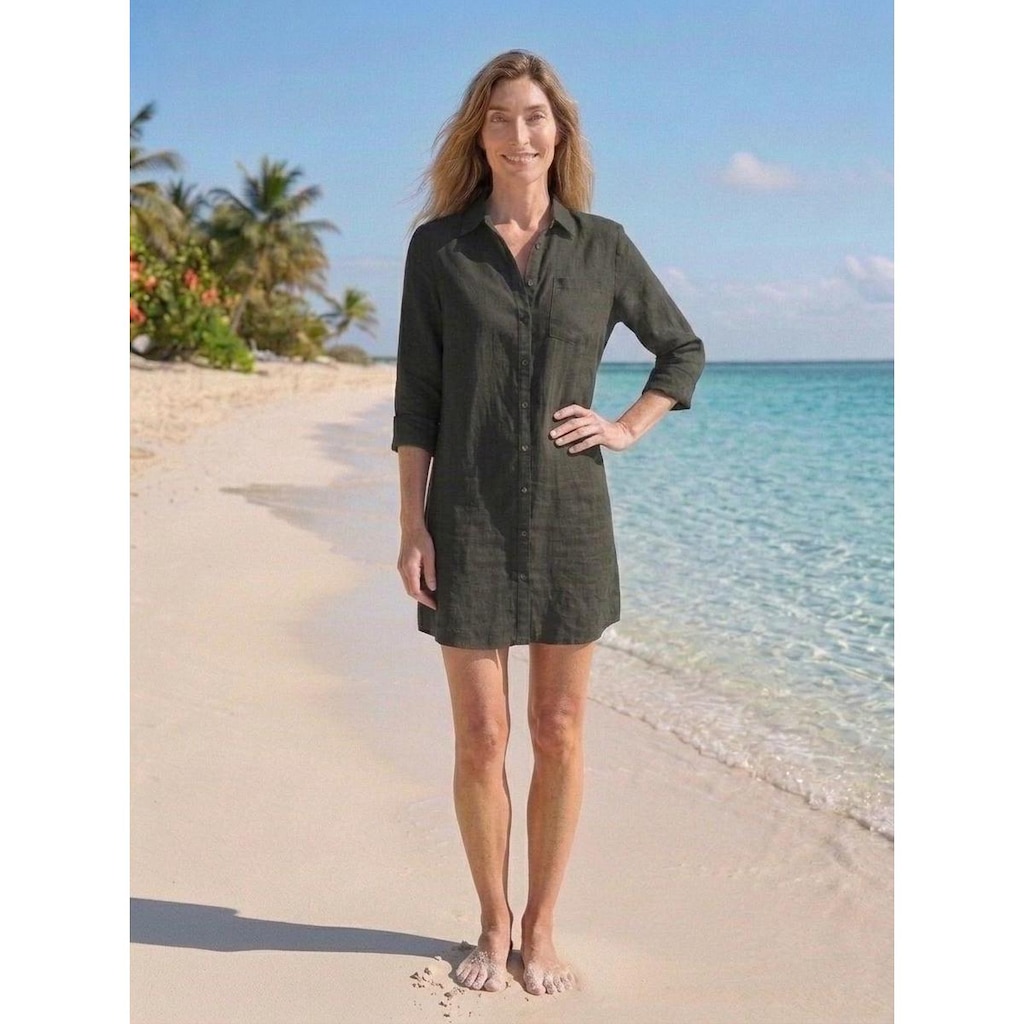 Saída de Praia Chemise Branca Feminina Manga Longa