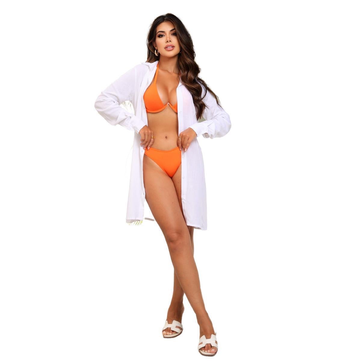 Saída De Praia E Banho Elegante Camisa Chemise Feminina Manga Longa Moda Praia Menor preço em Saída De Praia E Banho Elegante Camisa Chemise Feminina Manga Longa Moda Praia