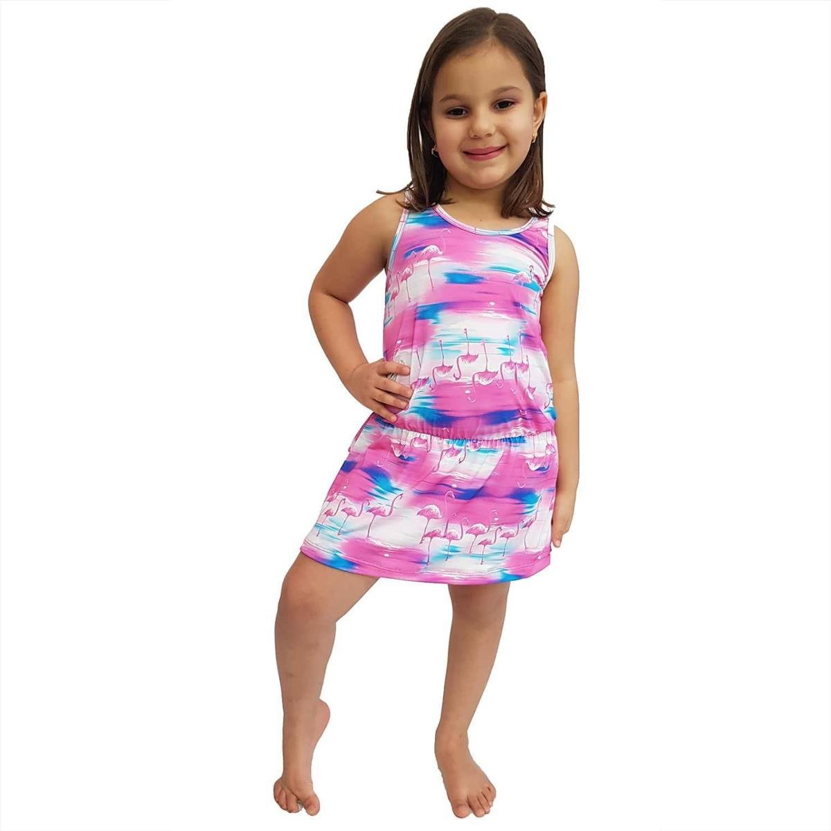 Saída de Praia Infantil Regata Curta com Elástico na Cintura UV 50+ Flamingo - Pink+Rosa Menor preço em Saída de Praia Infantil Regata Curta com Elástico na Cintura UV 50+ Flamingo - Pink+Rosa