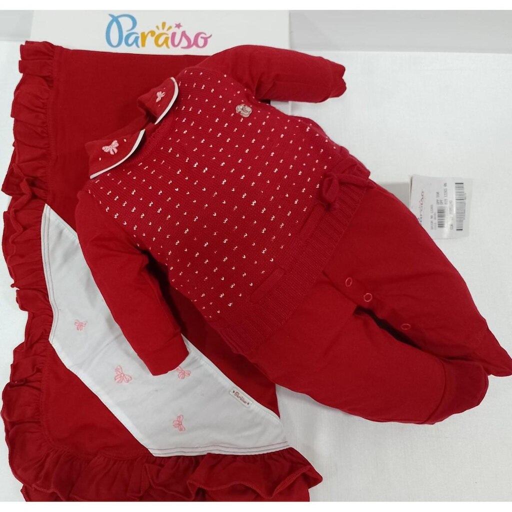 Saída Maternidade Malha Bebê Menina Paraiso Rf 12265 - Vermelho - RN ( 0 - 1 MES )