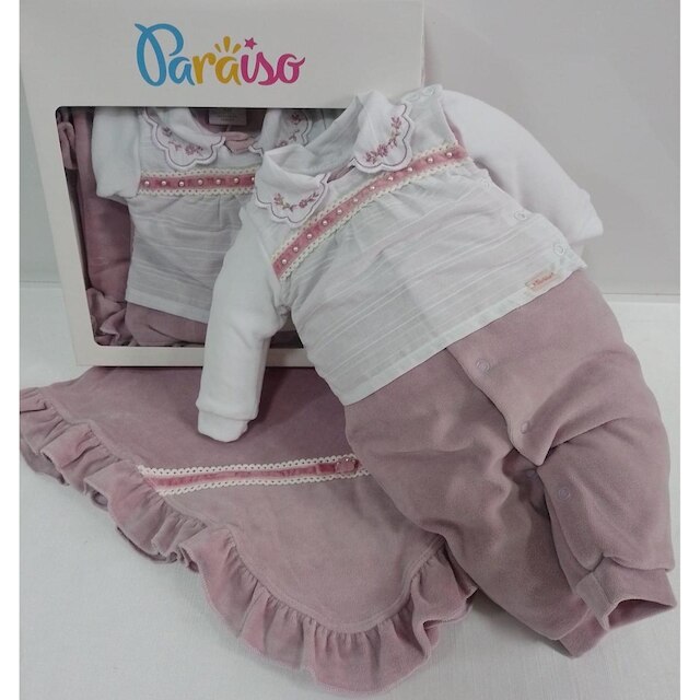 Saída Maternidade Plush Bebê Menina Paraiso Inverno Rf 13005 - Lavanda - RN ( 0 - 1 MES )