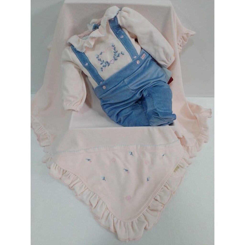 Saída Maternidade Plush Bebê Menina Paraiso Inverno Rf 13312 - Rosa Pastel - RN ( 0 - 1 MES )