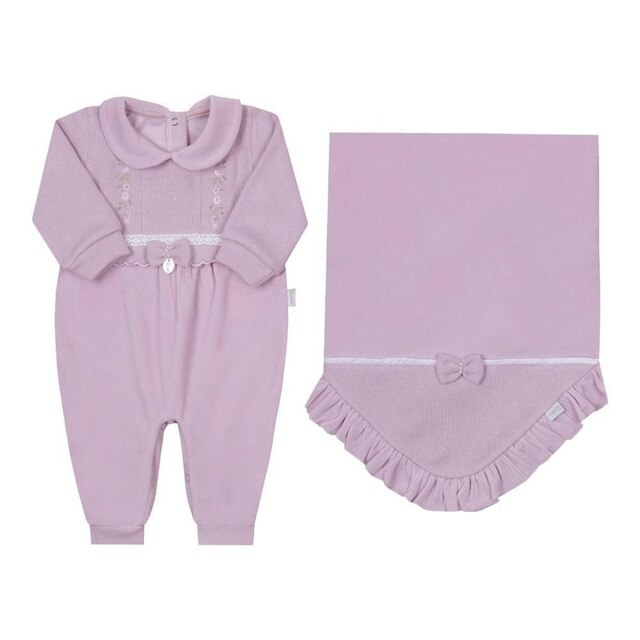 Saída Maternidade Plush Inverno Bebê Menina Paraiso Rf 16138