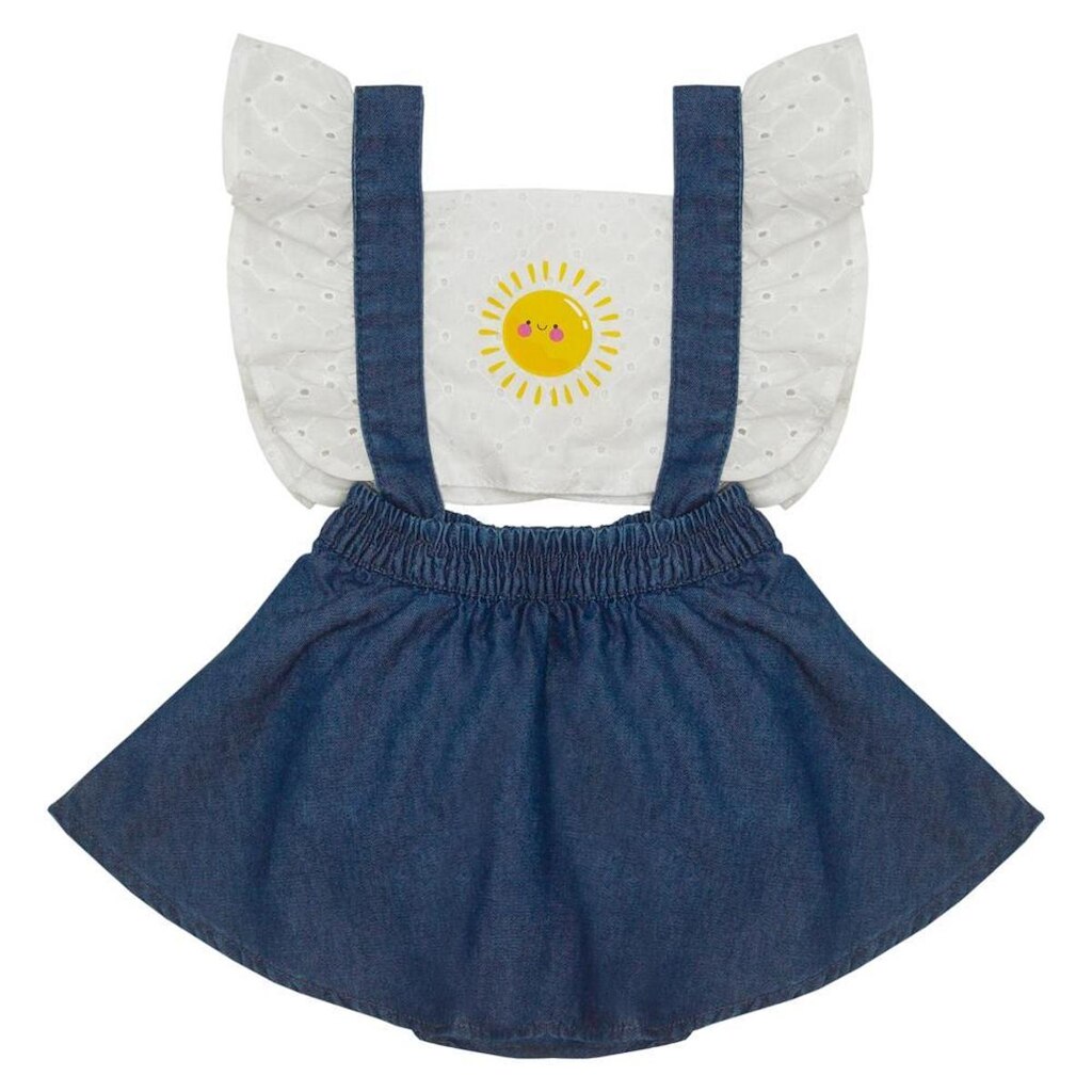 Salopete Bebê c/ Blusinha Jeans - UNICA - P