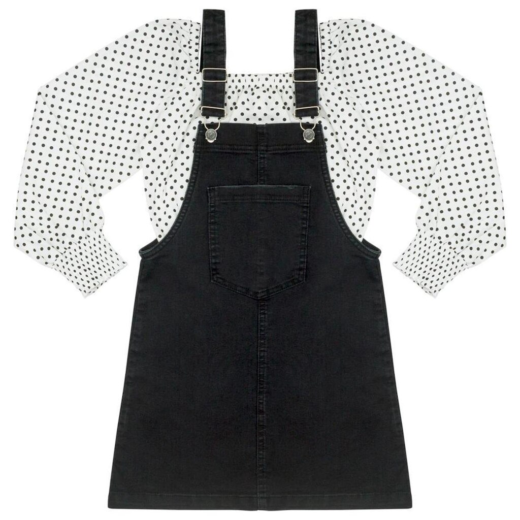 Salopete c/ Blusinha Juvenil Look Jeans Black - UNICA - 10