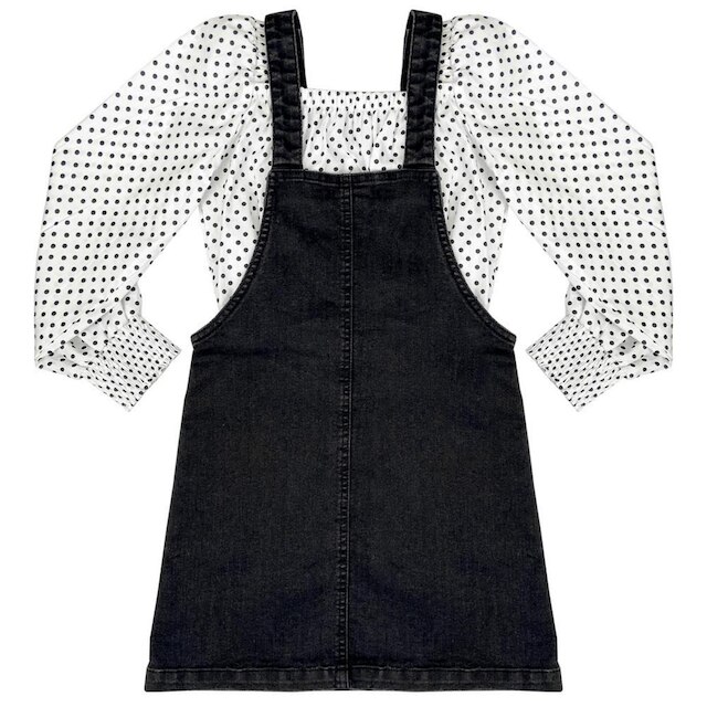 Salopete c/ Blusinha Juvenil Look Jeans Black - UNICA - 10