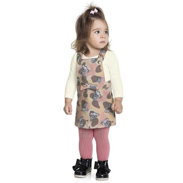 Salopete e Body Mangas Longas Infantil, Coala, 2 peças - Fakini