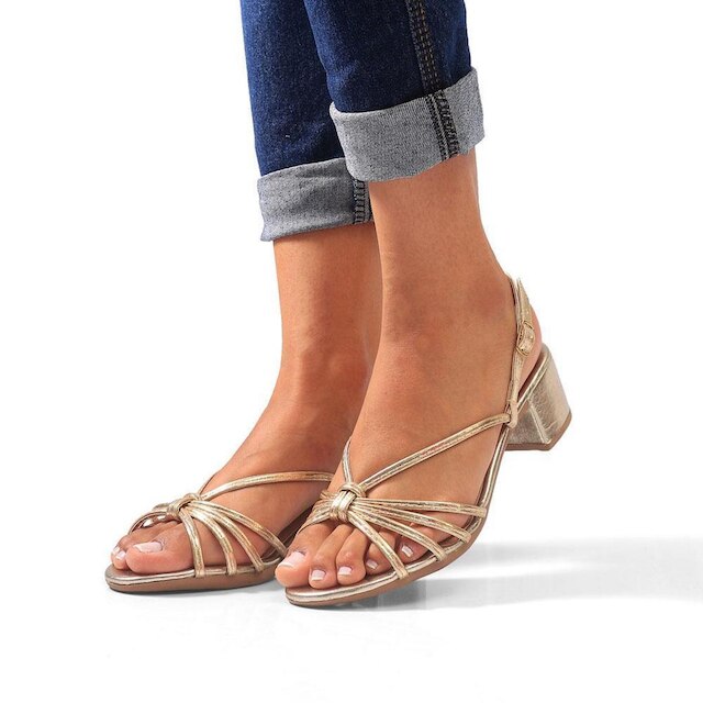 Salto Feminino 4,5cm Sandália Tiras Trançado Bico Redondo Verão Atemporal JCL STORE