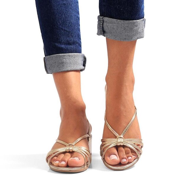 Salto Feminino 4,5cm Sandália Tiras Trançado Bico Redondo Verão Atemporal JCL STORE