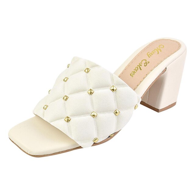 Salto Feminino Bordado Confortavel com Spike Moda Blogueira
