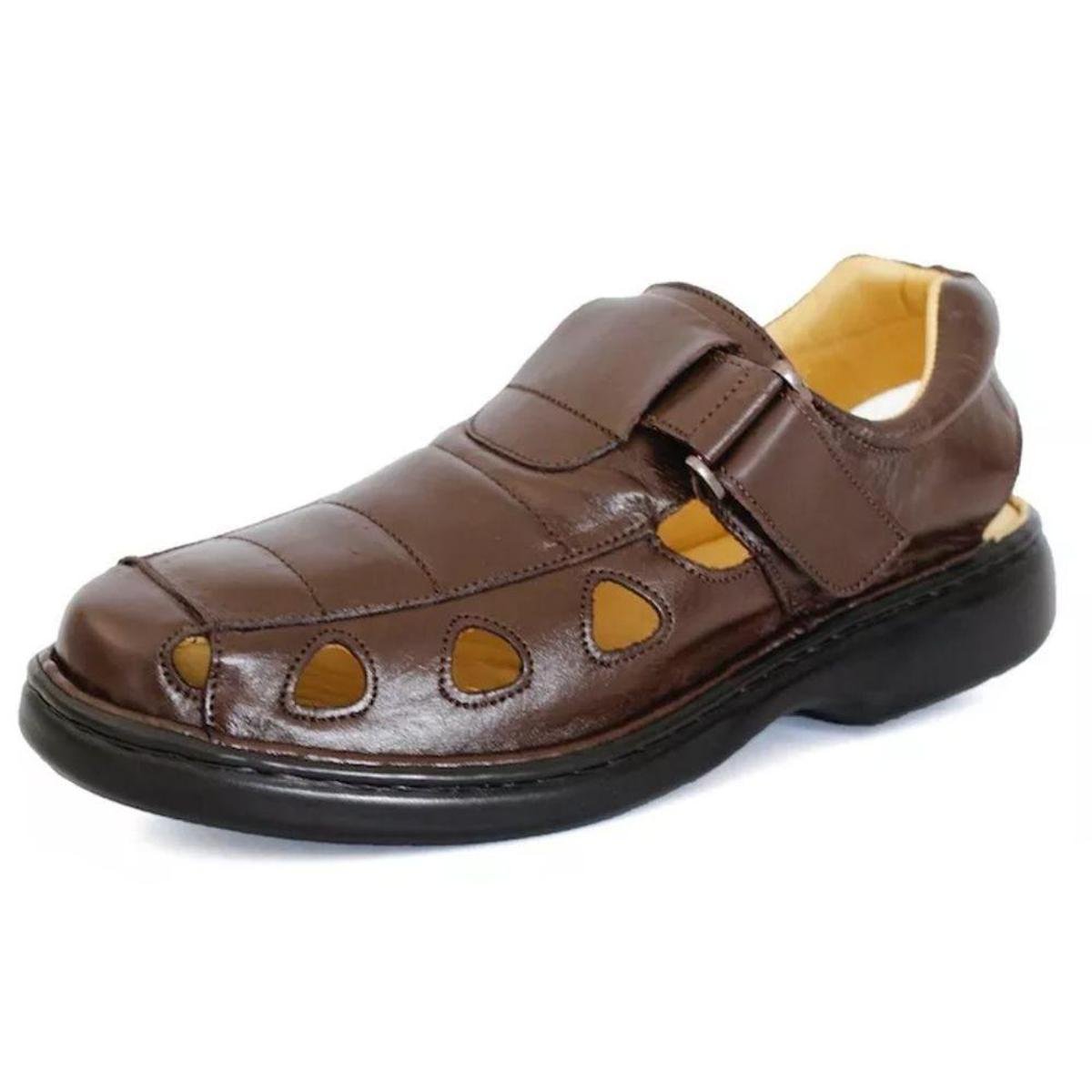 sandalia de couro tipo franciscana