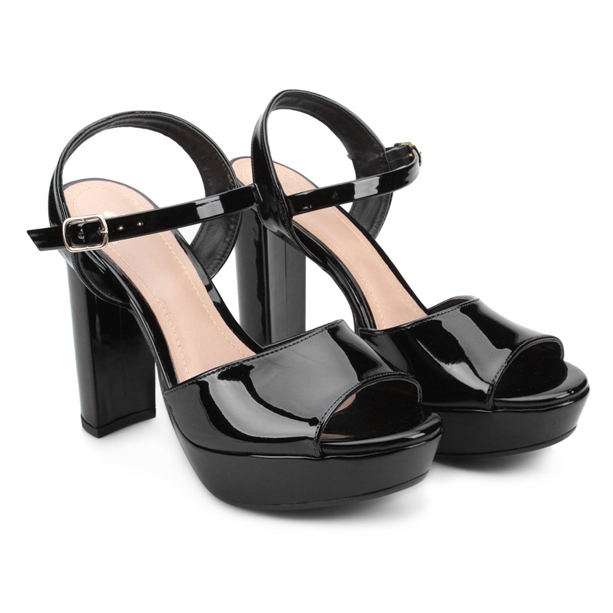 Sandália Ala Meia Pata Verniz Feminina - Preto Menor preço em Sandália Ala Meia Pata Verniz Feminina - Preto