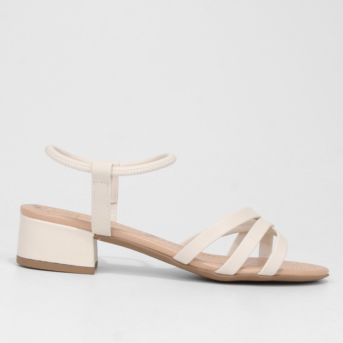 Sandália Ala Salto Bloco Baixo Feminina - Off White Menor preço em Sandália Ala Salto Bloco Baixo Feminina - Off White